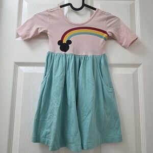 Hanna Andersson Pink and Teal Dress with Rainbow and Mouse Design